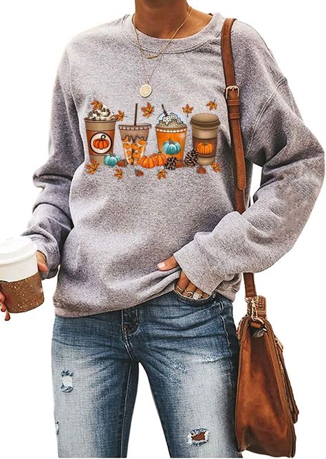 PRICES MAY VARY. Soft and Comfortable to Wear. Cute Fall Coffee Sweatshirt for Woman Cute Xmas Gifts Funny Holiday Pullovers Halloween Sweatshirts Thanksgiving Pumpkin Tops Features: Long Sleeve, Crew Neck; Pumpkin Printed; Coffee Printed Perfect Wear for Halloween; Christmas; Thanksgiving Day; favorite season or casual wear Please Don't Put It In the Dryer, Suggest To Hand/Machine Wash Cold Water, Do Not Dry Clean, Not Bleach Ykomow Fall Coffee Sweatshirt Womens Cute Pumpkin Spice Pullover Fall Cute Xmas Gifts, Cute Fall Sweaters, Cute Sweaters For Fall, Diy Fashion Projects, Coffee Sweater, Thanksgiving Pumpkin, Coffee Sweatshirt, Funny Holiday, Fall Coffee