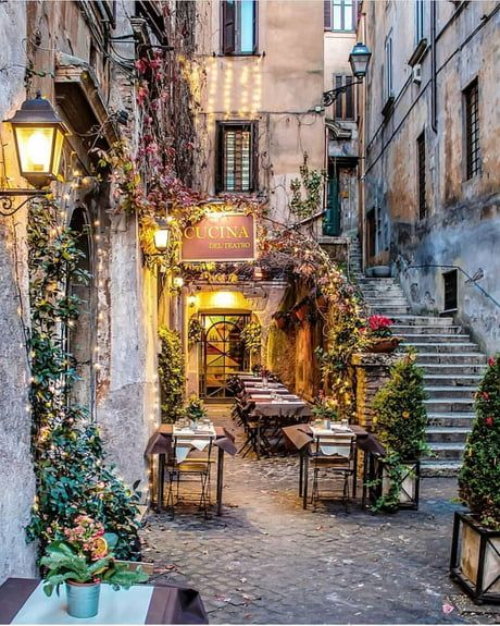 Outdoor cafe in Italy - 9GAG Architecture Tutorial, Skin Tutorial, Outdoor Cafe, Italy Aesthetic, Travel Places, Beautiful Places To Travel, Rome Italy, Pretty Places, Dream Destinations