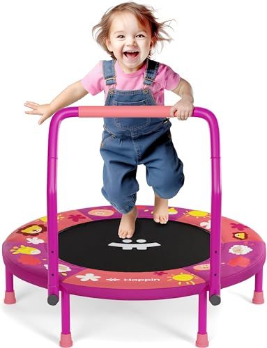 Happin 36" Mini Foldable Toddler Trampoline with Height-Adjustable Handle for Kids, Noise-Free Kids Trampoline Indoor with Super Safety Pad & Durable Steel Frame, Indoor/Garden Baby Trampoline, Trampoline Indoor, Trampoline For Kids, Toddler Trampoline, Kids Trampoline, Indoor Kids, Mini Trampoline, Cycling Workout, Fashion Toys