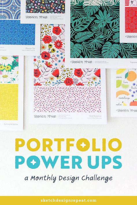 Surface Pattern Design Challenge, Pattern Prompts, Surface Pattern Design Portfolio Layout, Surface Pattern Portfolio, Surface Pattern Design Portfolio, Pattern Challenge, Pattern Portfolio, Pattern Design Portfolio, Pattern Layout Design