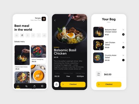 Restaurant App by Sergey Eletskiy Restaurant App, Cookbook Design, Template Wordpress, Food Delivery App, Ux Design Inspiration, App Design Inspiration, Dark Mode, App Interface, Mobile App Ui