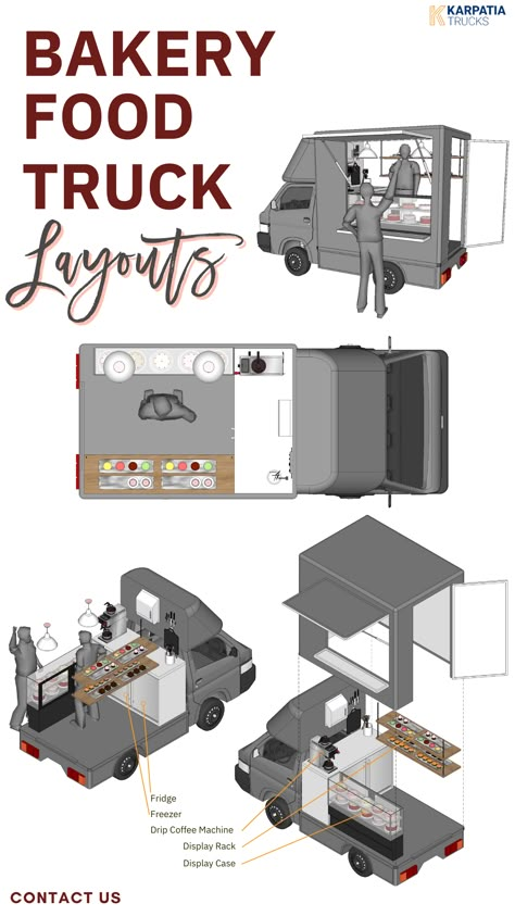 Pastry And Patisserie Food Trucks, Bread Focused Mobile Bakery, Sandwich Focused Bakery Food Truck, Grow Your Food Truck Business: Essential Tips To Successfully Manage And Increase Your Sales, Learn How To Start A Mobile Food Cart Business: Mobile Food Facility; Food Truck Models; Best Food Truck Design; How To Start A Business Mobile Truck Design, Food Truck Tips, Mobile Bakery Truck, Bakery Truck Design, Bakery Trailer Ideas, Food Truck Sweets Ideas, Bakery Truck Ideas, Bakery Food Truck Interior, Mobile Bakery Ideas