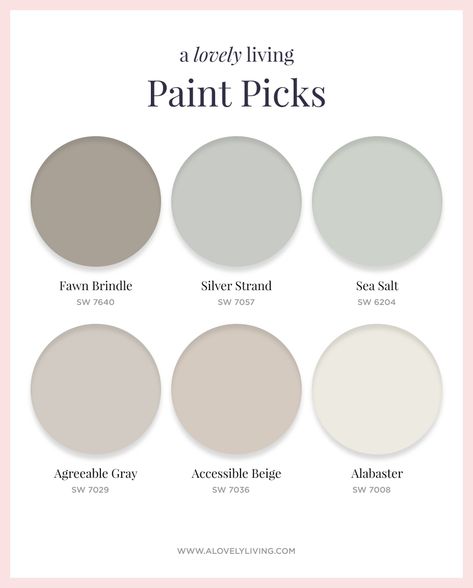 Accessible Beige Paint Palette, Greige Colour Scheme, Paint Colors That Go With Accessible Beige, Sea Salt Paint Palette, Paint Colors That Go With Alabaster, Sw Accessible Beige Coordinating Colors, Sea Salt And Alabaster Paint, Sw Alabaster Color Palette, Alabaster Vs Accessible Beige