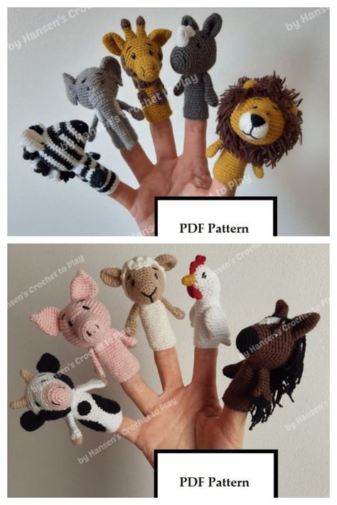 Crochet Puppets, Finger Puppet Patterns, Animals Jungle, Finger Crochet, Puppet Patterns, Finger Puppet, Finger Puppets, Yarn Projects, Hand Puppets