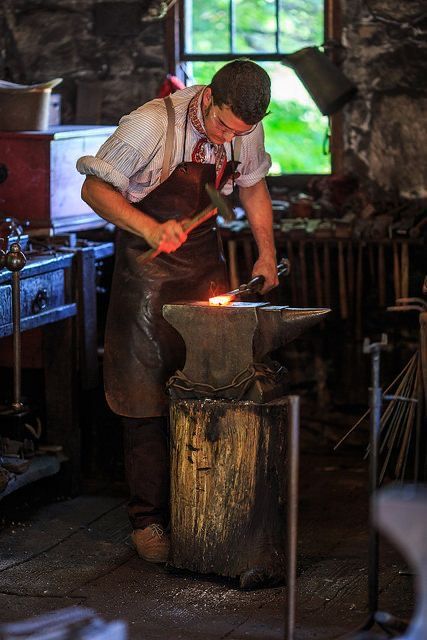 Blacksmith Costume, Village Blacksmith, Sturbridge Village, The Blacksmith, Blacksmith Forge, Blacksmith Tools, Corporate Portrait, Blacksmith Shop, Art Of Manliness