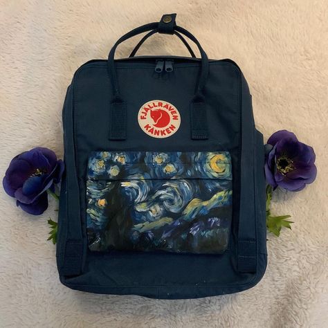 Backpack Hacks, Mochila Fjallraven Kanken, فنسنت فان جوخ, Painting Backpack, Idda Van Munster, To Paint, Backpack Art, Fjällräven Kånken, Fascinator Wedding