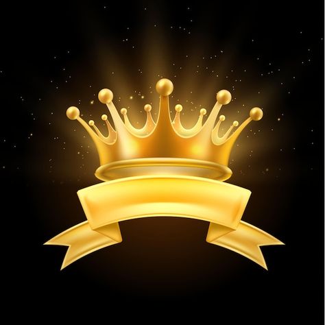 Gold crown with ribbon winner king or qu... | Premium Vector Microsoft Word Art, Queen Symbol, King Crown Drawing, Royal Background, Agar.io Skins, Phoenix Images, Avatar Icon, Heraldry Design, Crown Images