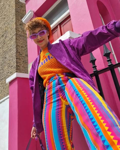 Couldn't believe how well my kicks paired with my @jahooli_ jeans... so naturally, it had to be documented 🤭💜🧡 *some pr tagged #dopaminedressing #sneakerhead #colourfulfashion #colourfuloutfits #sustainablefashion #vintedfinds #colorfulwardrobe #springoutfit #springstyle Rainbow Jeans, Colorful Wardrobe, Abstract Fashion, Dopamine Dressing, Midsize Outfits, Fashion Fits, Colourful Outfits, 80s Fashion, Mens Streetwear