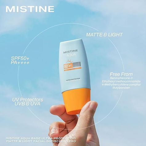 MISTINE Lightweight Sunscreen for Face 2 fl.oz SPF 50+, No White Cast Face Sunscreen for Oily Skin, Non-Greasy, Sweat Proof Formula, Waterproof Sunscreen for Face 👇🏻 Comment below to get shopping link sent through Dm! ☀️【The Sunscreen You Looking For】As the best selling sunscreen in Thailand, MISTINE’s anti-aging facial sunscreen is the ultimate solution for all your sun protection needs. This chemical and physical combination reef friendly sunscreen, with SPF 50+ PA++++, provides superior... Sunscreen No White Cast, Sunscreen For Oily Skin, Sunscreen For Face, Sunscreen For Sensitive Skin, Heavy Sweating, Spf Face, Shopping Link, Waterproof Sunscreen, Facial Sunscreen