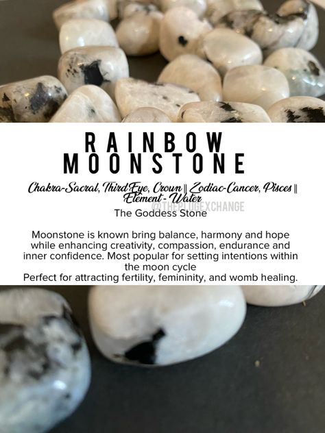 #crystals #moonstone #rainbowmoonstone #gemstones #moonmagick Rainbow Moonstone Crystal Meaning, Moonstone Crystal Meaning, Rainbow Moonstone Meaning, Crystals Moonstone, Moonstone Meaning, Womb Healing, Black Moonstone, Moonstone Crystal, White Moonstone