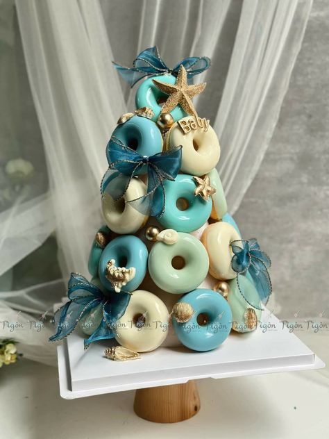 Donat Tower, Smash Box, Mini Donuts, Cake Donuts, Cake Pop, Cake Creations, Work Ideas, Ariel, Donuts