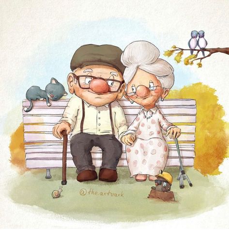 New • Instagram Ipad Painting, Watercolor Art Face, Old Couple, Growing Old Together, Old Couples, Cute Cartoon Drawings, Character Design Animation, My Girlfriend, Last Post