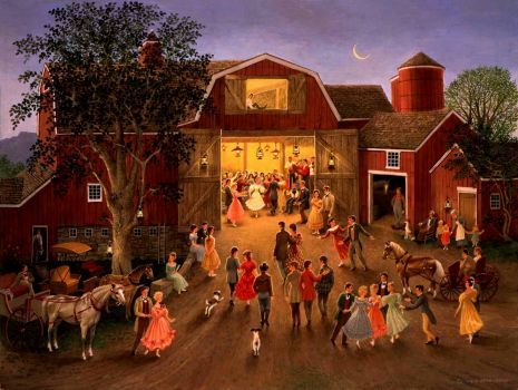 Barn Dance - Charlotte Joan Sternberg Contra Dance, Naïve Artist, Americana Art, Barn Dance, Gainesville Florida, Country Dance, Square Dance, 500 Piece Jigsaw Puzzles, Square Dancing