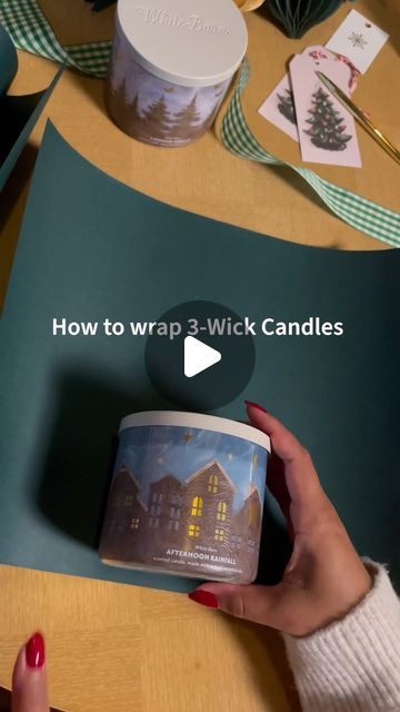 Bath And Body Works Candles Christmas, How To Gift Wrap A Candle, How To Wrap A Candle For Christmas Gift, Gift Wrap Candle, Gift Candles Ideas, How To Wrap Candles Gift Packaging Ideas, Bath And Body Works Christmas Gifts Diy, How To Wrap Candles, How To Wrap A Candle Gift