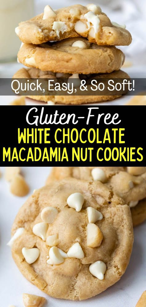 White Macadamia Nut Cookies, Macadamia Nut Cookies Recipe, Dairy Free White Chocolate, Gf Treats, Chocolate Macadamia Nut Cookies, Gf Meals, White Chocolate Macadamia Nut Cookies, White Chocolate Macadamia Nut, Gf Cookies