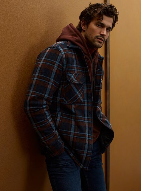 Quilt-lined polar fleece overshirt | Le 31 | Shop Men's Check & Plaid Shirts Online | Simons Check Shirts Men, Dark Skin Light Hair, Espresso Hair Color, Paul Kelly, Hair Color Chocolate, Modern Mens Fashion, Mens Outdoor Clothing, Brunette Models, Its A Mans World