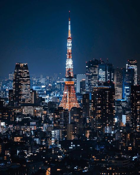 Night Skyline Aesthetic, Tokyo Tower Aesthetic, Tokyo Tower Night, Japan Tokyo Tower, Skyline Aesthetic, Tokyo Skyline, Cityscape Wallpaper, Night Skyline, Tokyo Night