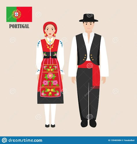 Portuguese Clothes, Portugal People, Portugal Clothes, Portuguese Clothing, Travel To Portugal, Spanish Costume, Costumes Around The World, National Clothes, Culture Day