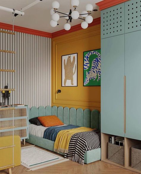 Yellow Kids Rooms, Kids Bedroom Inspiration, Kids Room Inspiration, Kids Interior Room, Toddler Rooms, Toddler Bedrooms, Big Boy Room, Kids Interior, Kids Room Design