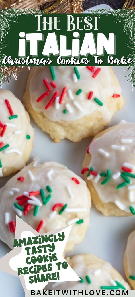 A tasty collection of the best Italian Christmas cookies to bake featuring Italian ricotta cookies and text title. Anise Cookie Recipe, Italian Christmas Cookie Recipes, Italian Wedding Cookies, Anise Cookies, Jam Thumbprint Cookies, Italian Christmas Cookies, Italian Cookie Recipes, Dessert Spread, Christmas Sprinkles