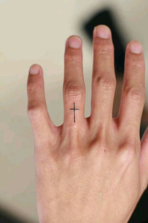 Cross Knuckle Tattoo, Cross Finger Tattoo Men, Cross Thumb Tattoo, Cross On Ring Finger Tattoo, Small Finger Tattoos Men, Cross Tattoo Finger, Cross On Finger Tattoo, Cross Tattoo On Finger, Finger Cross Tattoo