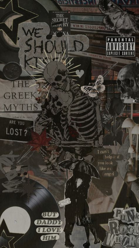 #darkaesthetic #darkacademia #nature #vintage #skeletonsinlove Vintage Skeleton Wallpaper, Aesthetic Iphone Wallpaper Collage, Dark Collage Wallpaper, Grunge Skull Wallpaper, Moth Grunge Wallpaper, Goth Collage Wallpaper, Vintage Core, Grunge Photos, Vintage Wallpapers