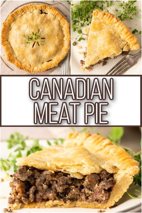 This traditional Canadian Meat Pie combines ground meat, onions, savory spices and is baked in a from-scratch pie crust. Tortiere Recipe, French Canadian Meat Pie Recipe, Tourtiere Recipe, Canadian Meat Pie Recipe, Canadian Meat Pie, French Meat Pie, Meat Pie Recipe, Beef Pies, Beef And Pork