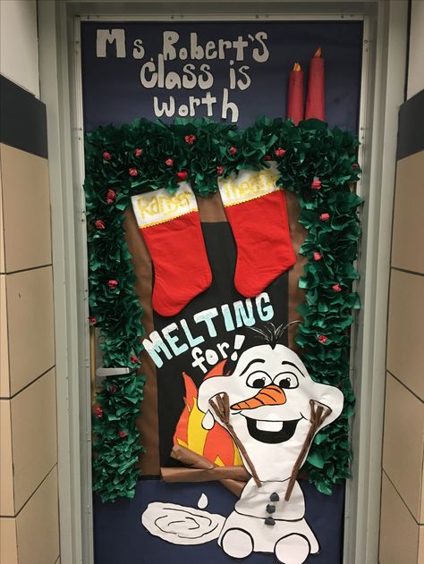 Door Decor Christmas Contest, Disney Christmas Doors, Disney Christmas Door Decorations Classroom, Frozen Classroom Door, Heat Miser And Snow Miser Door Decorations, Frozen Christmas Door Decorating Contest, Christmas Movie Door Decorations, Olaf Door Decoration, Frozen Door Decorations