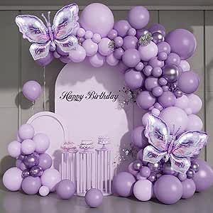 Butterfly Birthday Party Decorations, Purple Balloon, Purple Birthday Party, Balloons Arch, Butterfly Balloons, Valentines Party Decor, Valentinstag Party, Butterfly Birthday Party, Balloon Kits