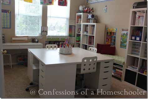 IMG_7227web Workbox System, Craft Room Desk, Homeschool Room Design, Alex Drawer, Ikea Products, Homework Station, Student Room, Ikea Desk, School Desks