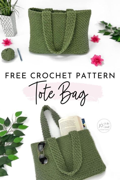 Crochet Tote Bag Pattern - Free | Jo to the World Creations Crochet Purse Using Macrame Cord, Cute Bag Crochet Pattern, Crocheting Bag Pattern, Crochet With Cotton Yarn Easy Patterns, Crochet Everyday Bag, Crocheted Tote Bags Free Pattern, Free Crochet Bags And Totes Pattern, Crochet Bag Projects, Simple Crochet Bags