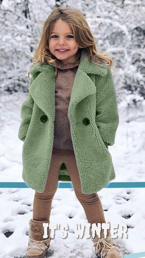 Winter Fur Coats, Children Fashion, Girls Fleece, Kids Outerwear, Kids Coats, Warm Jacket, Fall Jackets, Solid Clothes