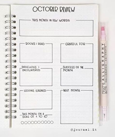 Month In Review Bujo, Bujo Monthly Goals Page, Bujo Monthly Page Ideas, Monthly Goals Journal Ideas, Simple Planner Layout, Month Review Journal, Bujo Aesthetic Minimalist, New Month Journal Page, Bujo Monthly Goals