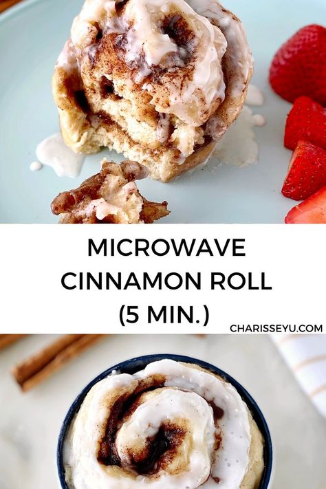 Microwaveable Cinnamon Roll, Single Serve Icing, Quick Single Serve Breakfast, Cinnamon Roll Single Serving, Breakfast Single Serve, Easy Single Serve Breakfast, Cinnamon Rolls Single Serve, Single Serve Cinnamon Roll In A Mug, One Serving Cinnamon Roll