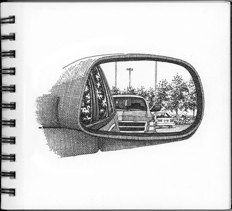 Rear View Mirror Drawing, Mirror Drawing, Mirror Drawings, Pen Art Work, Arte Doodle, Pen Art Drawings, Perspective Art, Architecture Drawing Art, 수채화 그림