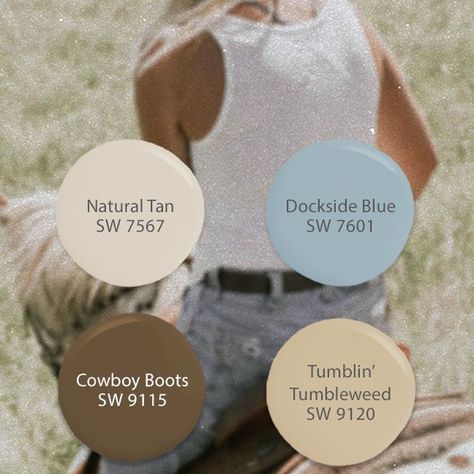 Sherwin-Williams on Instagram: "Step aside, grandma: coastal cowgirl is the aesthetic of the summer. Save this post as inspiration for your next project." Grandma Coastal, Door Paint, Coastal Cowgirl, Painted Doors, Color Pallets, Sherwin Williams, Color Names, West Coast, Rodeo