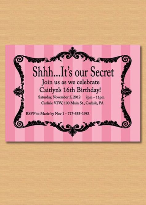 Fashion Invite, Victoria Secret Party, Pink Party Theme, Sweet Sixteen Birthday Party Ideas, Secret Party, Bday Party Theme, Victoria Fashion, Pink Birthday Party, Sweet Sixteen Parties