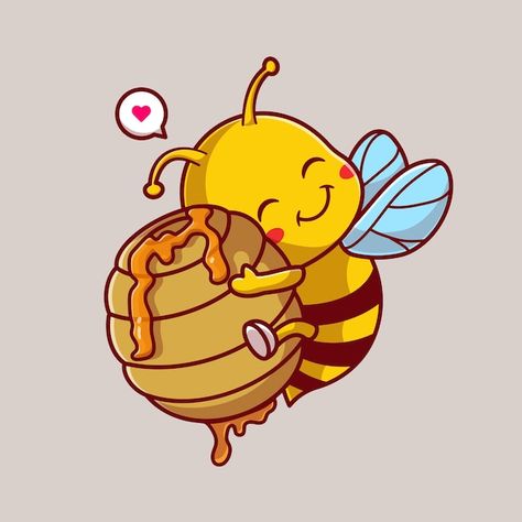 Honeycomb Cartoon, Bee Cartoon Images, Honey Bee Cartoon, Honey Bee Drawing, Honey Illustration, Cute Honey Bee, Logo Bee, Honey Logo, Bee Drawing