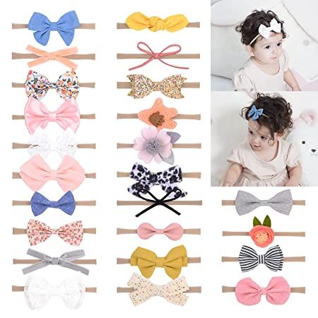 doboi 24pcs Baby Girls Flower and Hair Bows Headbands Soft Nylon Hairbands Elastic Hair Accessories for Newborns Infants Toddlers and Kids Newborn Hair Bows, Cartoon Crocodile, Newborn Hair, Mini Hair Bows, Headband Fits, Flowers Glitter, Big Bow Headband, Pretty Headbands