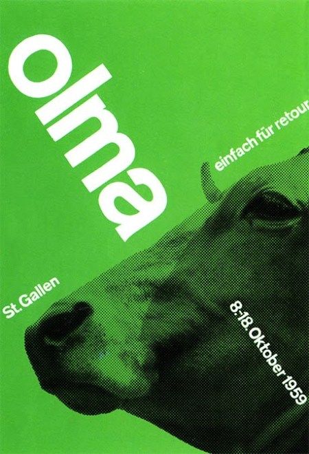 Affiche Olma Kuh, Josef Müller-Brockmann, 1959 Joseph Muller, Grid Poster, International Typographic Style, Best Posters, St. Gallen, Swiss Style, Graphic Design Collection, Poster Fonts, Swiss Design