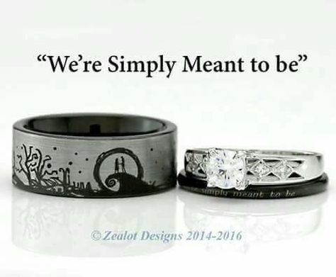 Corpse Bride Wedding Rings, Nightmare Before Christmas Rings, Disney Wedding Rings, Wedding Outfits For Family Members, Wedding Rings Sets His And Hers, Nightmare Before Christmas Wedding, Christmas Ring, Gothic Engagement Ring, Halloween Themed Wedding