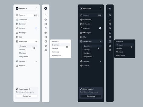 Side navigation menu by Beyond UI on Dribbble Side Menu Ui Design, Scroll Bar, Navigation Bar, Dark Mode, Slide Design, Design System, Ui Kit, Interface Design, Menu Design