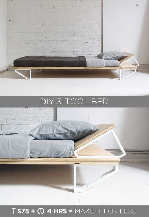 Diy Modern Bed, Ikea Shelf Brackets, Diy Bed Frame Easy, Diy Mattress, Murphy Bed Ikea, Diy Platform Bed, Ikea Shelves, Diy Bed Frame, Plywood Furniture