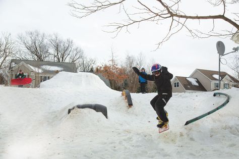 Building a backyard terrain park Backyard Snowboard Park, Ski Park, Custom Backyard, Snowboard Girl, Winter Outdoor Activities, Kings Park, Ski Jumping, Snow Fun, Summer Projects