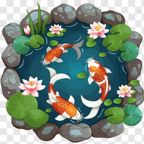 japanese garden carp illustration koi fish pond japanese garden png Koi Pond Illustration, Carp Illustration, Koi Pond Ideas, Koi Fish Illustration, Sculpt Ideas, Fish Pond Gardens, Pond Fish, Glittery Wallpaper, Galaxies Wallpaper