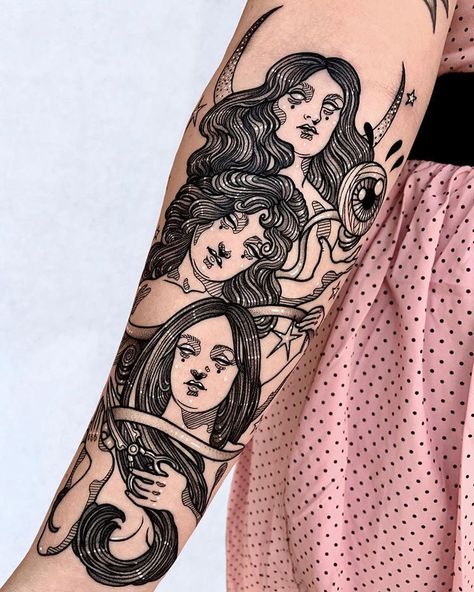 Fate Tattoo, Witch Tattoo, Goddess Tattoo, 4 Tattoo, Inspiration Tattoos, Best Sleeve Tattoos, Sleeve Tattoos For Women, Dope Tattoos, Pretty Tattoos