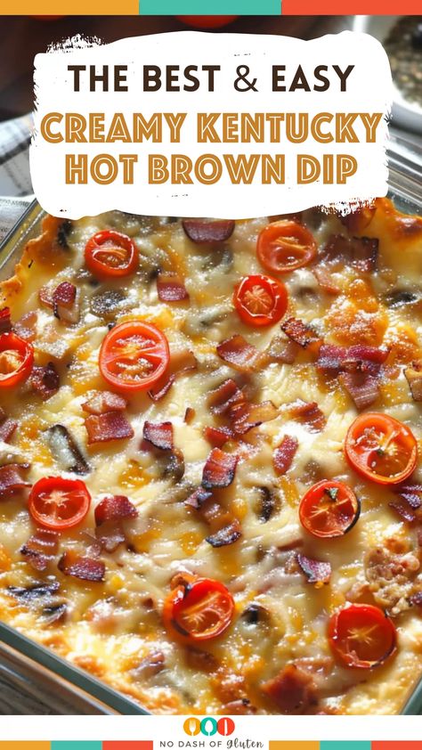 This Creamy Kentucky Hot Brown Dip is a crowd-pleaser! Loaded with turkey, crispy bacon, and cherry tomatoes in a cheesy, creamy base, it’s perfect for any gathering. Ready in under 30 minutes, this warm dip is ideal for game day or family get-togethers. Serve with toasted bread or crackers for the ultimate snack. Save this recipe and try it at your next event! Ky Hot Brown Dip, Warm Dips Crockpot, Kentucky Hot Brown Dip, Hot Brown Dip, Game Day Dips, Kentucky Recipes, Kentucky Hot Brown Sandwich, Warm Dip Recipes, Best Spaghetti Recipe