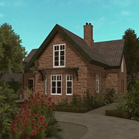 Cosmicxvelvetx (@cosmicxvelvet) on X Bloxburg Countryside House, Bloxburg Wooden House, Brick House Bloxburg, Bloxburg Brick House, Bloxburg Small Cottage, Bloxburg British House, Bloxburg Craftsman House, Countryside House Exterior, Town Building Ideas