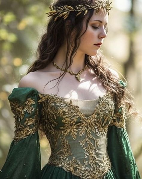 Fairy Dress Design, Fae Dress, Elven Fairy, Elven Princess, Elven Dress, Elf Dress, Fantasy Dresses, Queen Dress, Fantasy Gowns