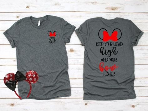 Disney October, Cricut 3, Disney Apparel, Disney Vacation Shirts, Family Disney Trip, Disney Trip Shirts, Minnie Bow, Family Tees, Disney T